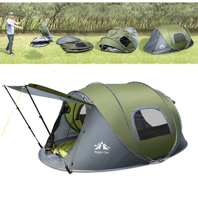 NIGHT CAT Wurfzelt Pop-up Zelt Camping Trekking Automatikzelt Strand 2-4 Personen