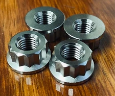 Set of (4) 5/16-24 Titanium 6Al4V 12 Point Flange Nuts Lightweight High Strength