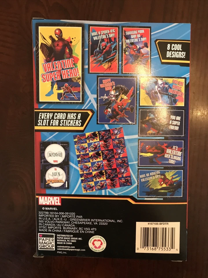 ENVÍO N 24 HORAS-Marvel Spiderman San Valentín 48 Piezas-BANDA NUEVO Foto 3 de 4