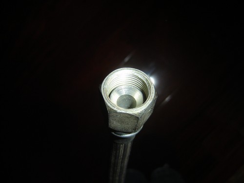 Stainless Steel, 3/8" x 19" Braided Hose with Steel FNPT 3/8"-18TPI Threads - Picture 2 of 2