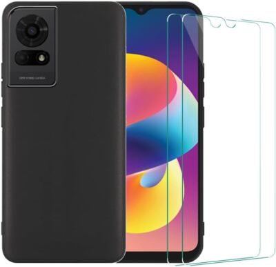 For TCL 50 LE T510SPP Case Slim Silicone Gel Phone Cover Glass Screen Protector