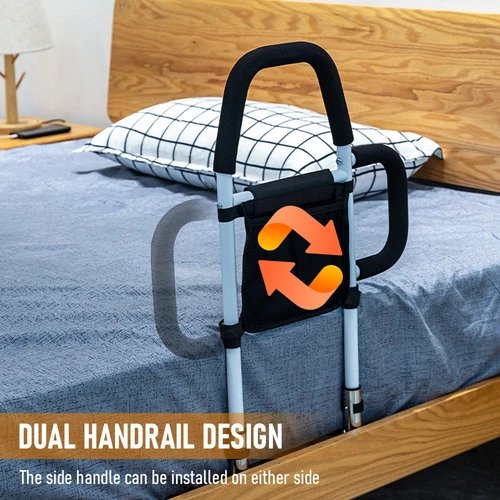 Adjustable Bed Assist Rail Bed Rails with Light and Storage Pocket For Elderly - Picture 7 of 11