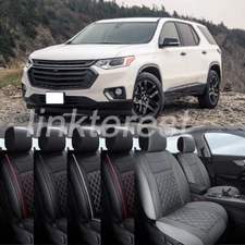 Luxury SUV Car Seat Covers Full Set Leather Front 5/2 Seater for Chevy Traverse