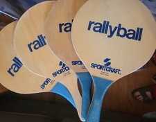 VINTAGE Rallyball By Sportcraft Wooden Set of 4 Paddles Model 11030