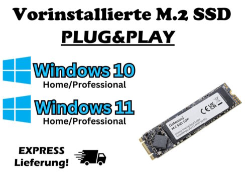 M.2 SSD Festplatte mit vorinstallierten Windows 10 Windows 11 für PC Laptop - Bild 1 von 1