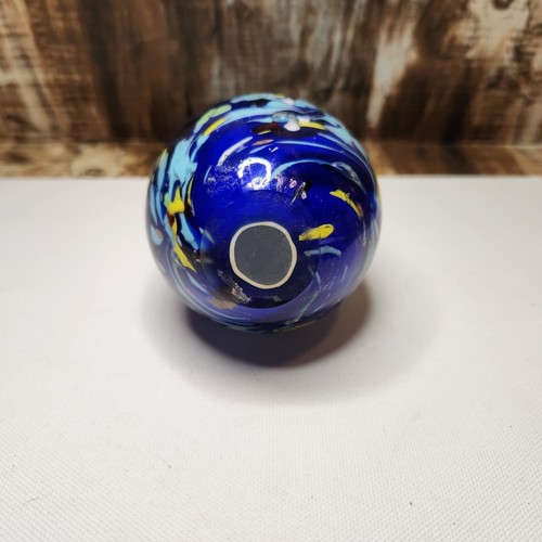 Vtg Dichroic Cobalt Art Glass Swirl Colorful Egg Shaped Paperweight Murano 4" - Picture 5 of 8