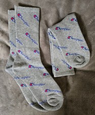 2-pack 2 pairs Champion All Over Print Logo Script Socks - Gray - One Size