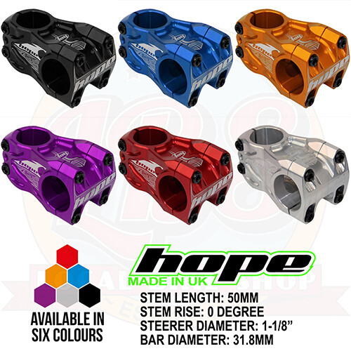 Hope Downhill DH Stem 50mm Length 0 Degree Rise 31.8mm Bar - All colors - New  - Picture 1 of 1