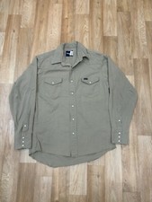 Vintage 90s Wrangler Canvas Pearl Snap Western Shirt Beige Cowboy MD B46