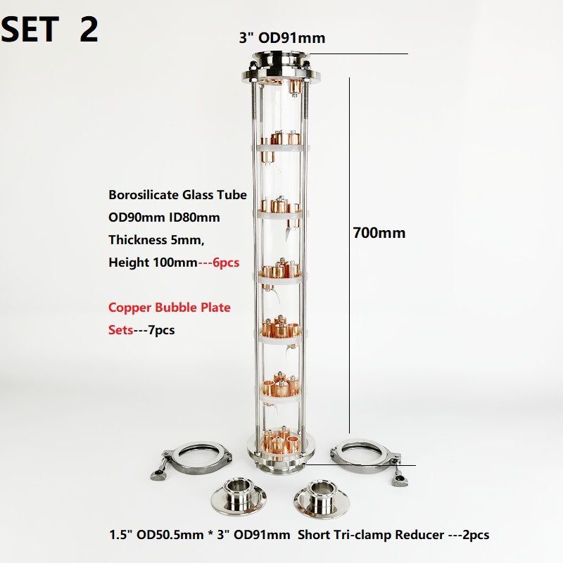 Distillation Column Copper Bubble Plate 7 Layer High Quality Glass Rectification