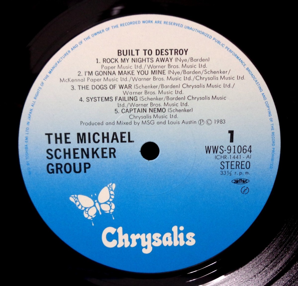MICHAEL SCHENKER GROUP BUILT TO DESTROY 1983 CHRYSALIS WWS