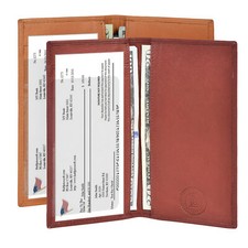 Leatherboss Genuine Leather Men Women Checkbook Cover Plain Set of 2,Brown  Tan