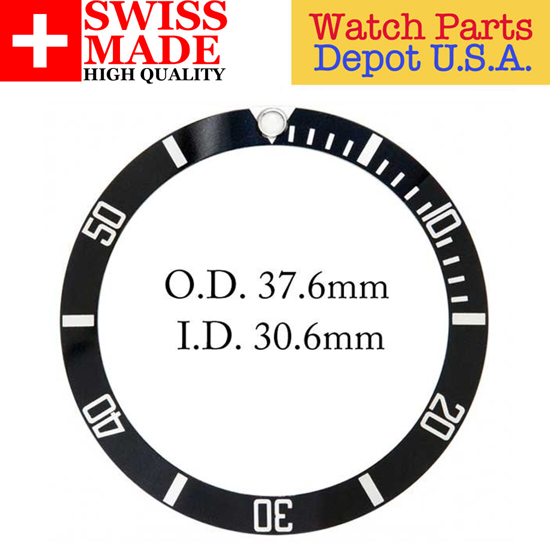 Swiss Made Black/Silver Bezel Insert to fit Rolex Submariner 315