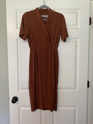 Liz Claiborne 100% Silk Dress Womens 4 Petite XS Burnt Orange Clay Color |  eBay