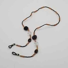 Glass  Acrylic Beaded Chain for Reading Glasses necklace eye holder strap brown