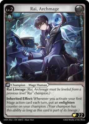 Rai, Archmage 8 Common Dawn of Ashes Alter Edition Grand Archive TCG