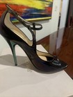 Jimmy Choo 37.5 Stunning Petrol Black Iridescent Patent Ankle Strap Pump 4.5 in — photo 10