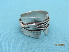 Stunning Sterling Silver Wide Band Wire Wrapped Ring Size 9.75 7 Grams X357
