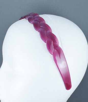 Purple plastic braided headband braid link hair band accessory grip teeth