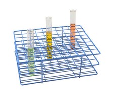 Eisco Labs Blue Epoxy Coated Steel Wire Test Tube Rack, 80 Holes, 8x10 Format
