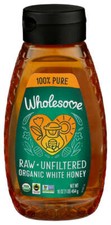 Wholesome Organic White Raw  Unfiltered Squeeze Honey 16 Oz