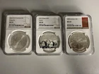 Lot of (3) - 1 Troy oz Silver Eagle, Panda & Kangaroo