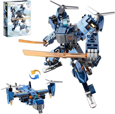 2 in 1 Transforming Robot Fighter Jet Building Block Model Kit Toy