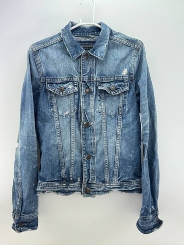 Abercrombie & Fitch Mens Blue Denim Indigo Lake Jacket Trucker Jean Jacket Sz L