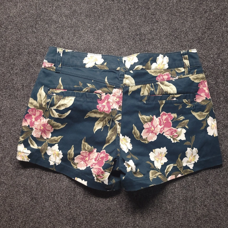 Volcom Shorts Black Floral Print Chino 2.5" Inseam Women's Size 24 - Image 4 of 4