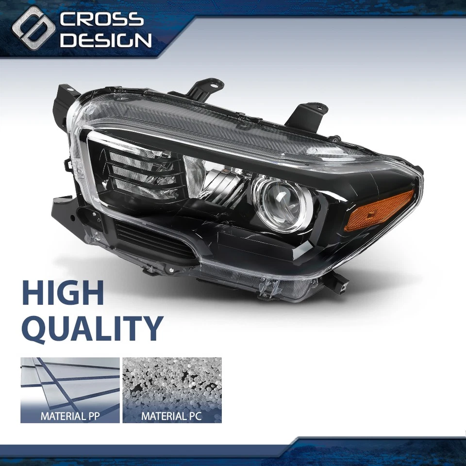 Fits 16-22 Toyota Tacoma TRD w/o LED Black Projector Headlights Headlamps LH RH - Image 4 of 4