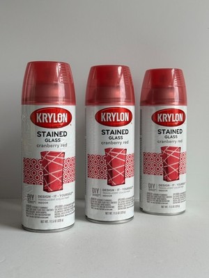Lot of 3 Krylon Stained Glass Spray Paint Translucent Cranberry Red RARE New