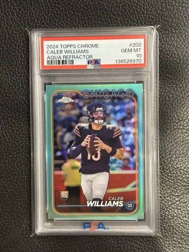 2024 Topps Chrome #202 Caleb Williams Rookie Aqua Refractor /199 PSA 10 Bears RC