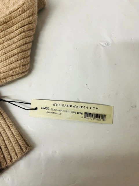 Guante blanco + Warren 100 % cachemir acanalado en lino brezo - NUEVO/VER DESCRIPCIÓN Foto 2 de 4