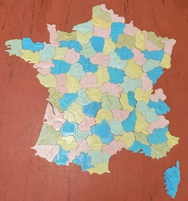 Ancien Rare Jeu Puzzle La Carte De France Complète Départements Region 109 Pièce - Photo 1/4