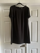 Tommy Hilfiger Women’s Pleated Chiffon Sleeve Shift Dress Black Sz 16