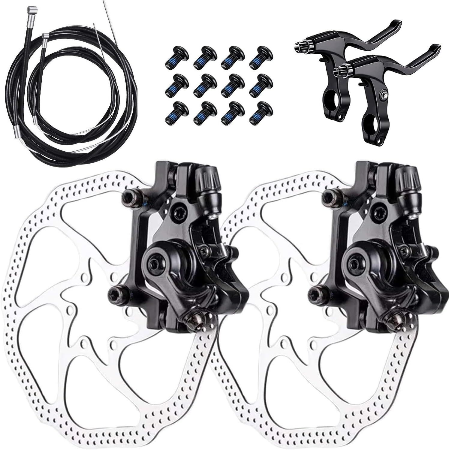 Bike Disc Brake Kit,Bike Front and Back Disc Brake Kit-Calipers,2 Pcs Stainless