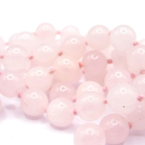 LUSCIOUS ROSE QUARTZ HAND-KNOTTED BEAD NECKLACE - Picture 2 of 6