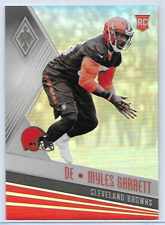 2017 PANINI PHOENIX MYLES GARRETT RC ROOKIE REFRACTOR CARD #141 "BROWNS"