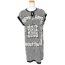 Anna Sui Tagged Dress Dot Floral Black Ivory S