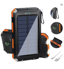 20000mAh Solar Power Bank   Waterproof Portable Charger with LED Flashlight