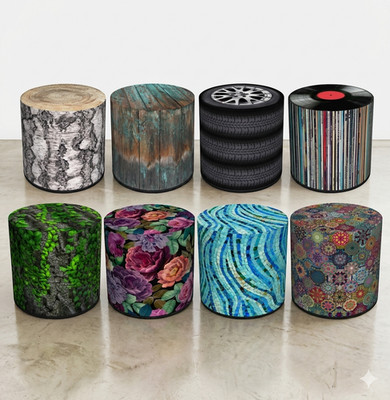 Sitzpouf Ø40 cm Codura wasserdicht Hocker Garten Outdoor mit Reißverschluss