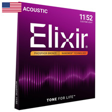 Elixir Strings Acoustic Guitar Strings Phosphor Bronze Nanoweb Technology