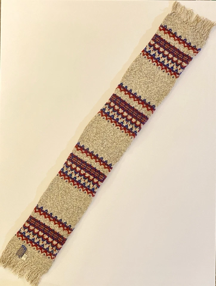 Vintage 60s Pendleton Fair Isle Pure Virgin Wool Scarf  USA Beige Blue Red READ - Image 3 of 4
