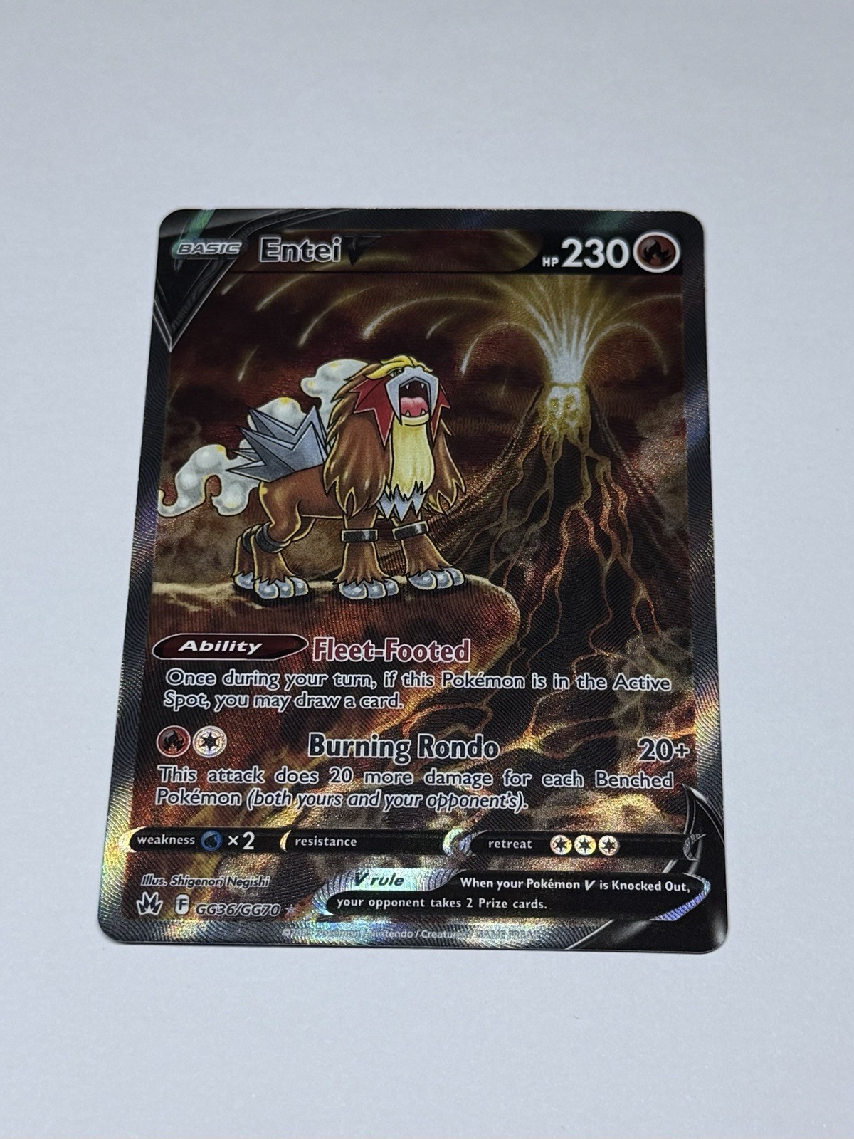 Entei V Crown Zenith Galarian Gallery Holo Ultra Rare Pokémon TCG GG36/GG70 NM