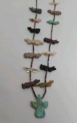 Vintage Native American Zuni Navajo Southwestern Fetish Thunderbird Necklace