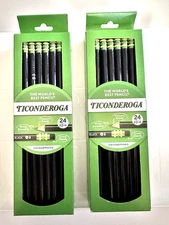 2 New Boxes of Ticonderoga Pencils 24 in each, No. 2 Unsharpened Black Erasers.