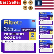 Advanced HVAC Filter 20x20x1 MERV 12 MPR 1500 3- 2-Pack Furnace System