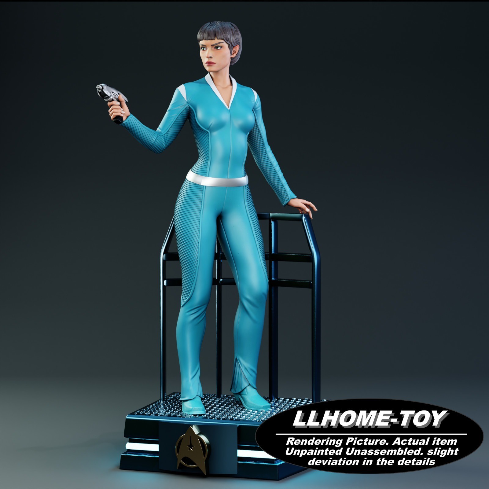Figura estatua GK sin pintar impresión 3D de resina T'Pol Star Trek de 30 cm de altura