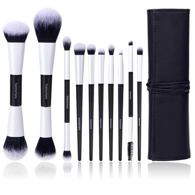 Makeup Brush Set 10pc, Dual-Ended Makeup Brushes For Bronzer, Contour, Eyesha...