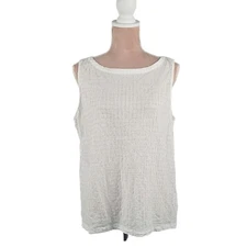 Eileen Fisher Textured White Tank Size Large